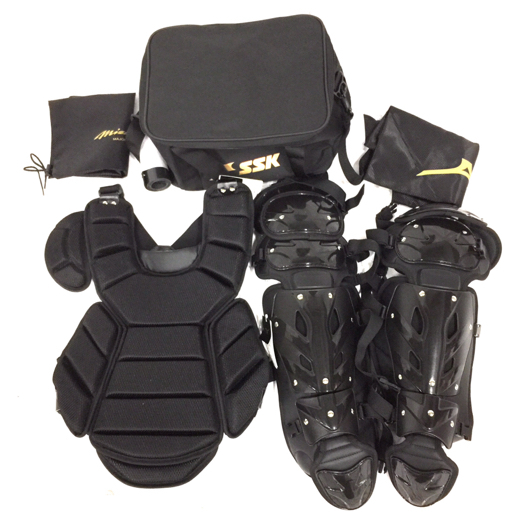 ミズノ MizunoPro 野球 キャッチャー プロテクター レガース 防具 ブラック : SSK ボールバッグ セット